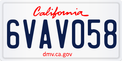 CA license plate 6VAV058