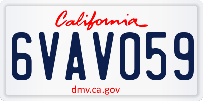 CA license plate 6VAV059