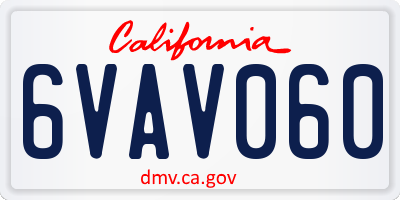 CA license plate 6VAV060