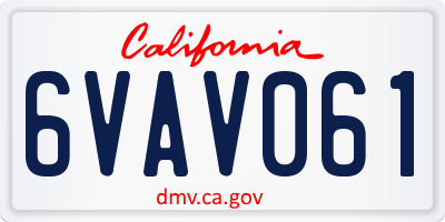 CA license plate 6VAV061