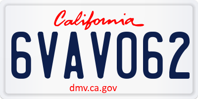 CA license plate 6VAV062