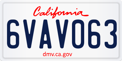 CA license plate 6VAV063