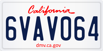 CA license plate 6VAV064