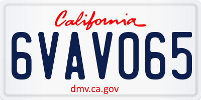 CA license plate 6VAV065