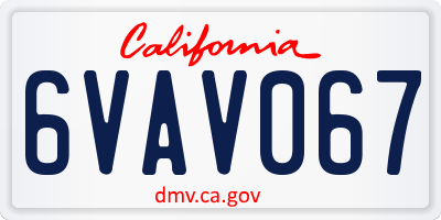CA license plate 6VAV067