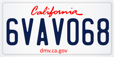 CA license plate 6VAV068