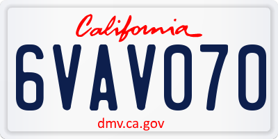 CA license plate 6VAV070
