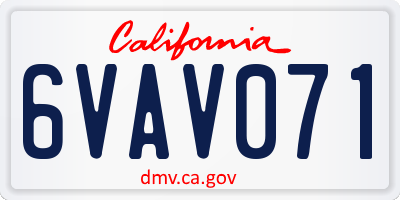 CA license plate 6VAV071