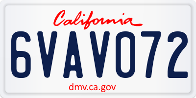 CA license plate 6VAV072
