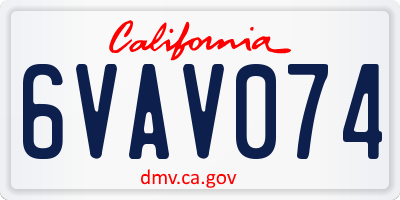CA license plate 6VAV074