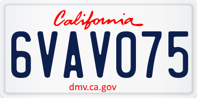 CA license plate 6VAV075