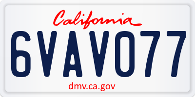 CA license plate 6VAV077