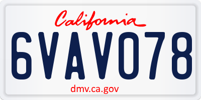 CA license plate 6VAV078
