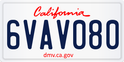 CA license plate 6VAV080