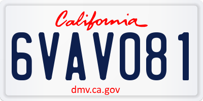 CA license plate 6VAV081