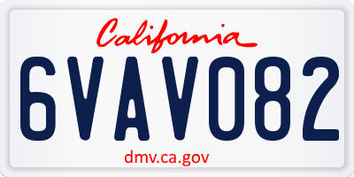 CA license plate 6VAV082