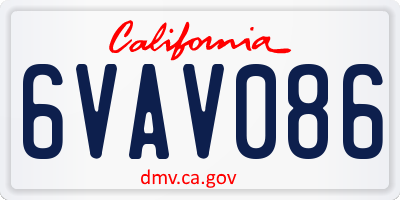 CA license plate 6VAV086