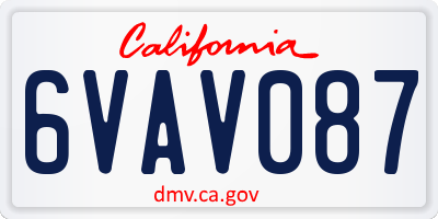 CA license plate 6VAV087