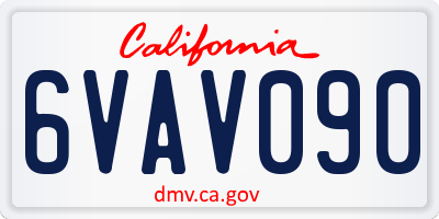 CA license plate 6VAV090