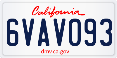 CA license plate 6VAV093