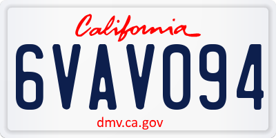 CA license plate 6VAV094