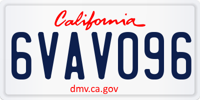 CA license plate 6VAV096