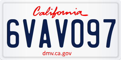 CA license plate 6VAV097