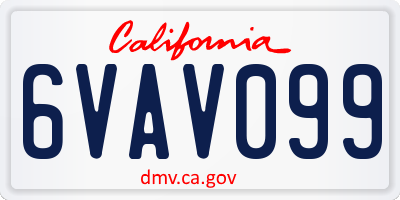 CA license plate 6VAV099