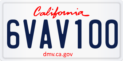 CA license plate 6VAV100