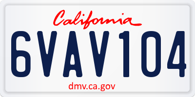 CA license plate 6VAV104