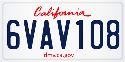 CA license plate 6VAV108