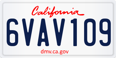 CA license plate 6VAV109