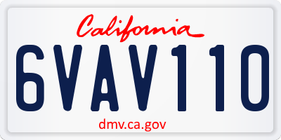 CA license plate 6VAV110