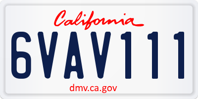 CA license plate 6VAV111