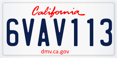 CA license plate 6VAV113