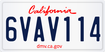 CA license plate 6VAV114