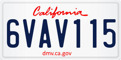 CA license plate 6VAV115