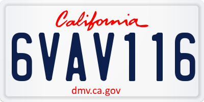 CA license plate 6VAV116