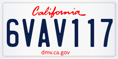 CA license plate 6VAV117