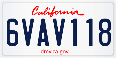 CA license plate 6VAV118