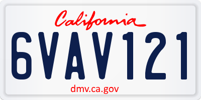 CA license plate 6VAV121