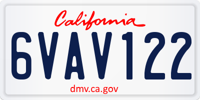CA license plate 6VAV122