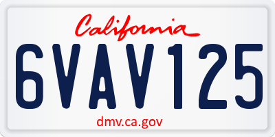CA license plate 6VAV125