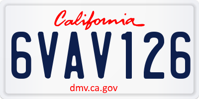 CA license plate 6VAV126
