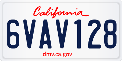 CA license plate 6VAV128