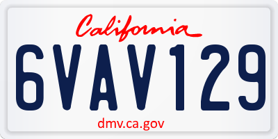 CA license plate 6VAV129