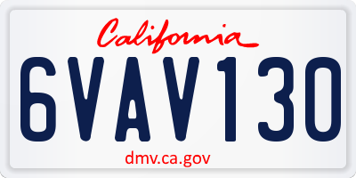 CA license plate 6VAV130