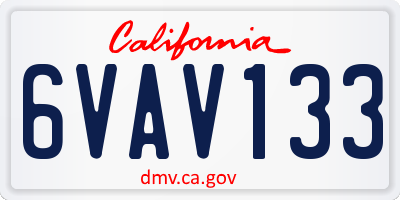 CA license plate 6VAV133