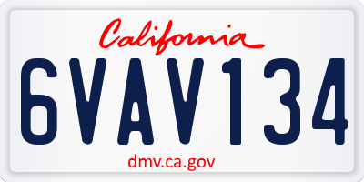 CA license plate 6VAV134