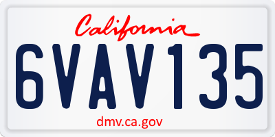 CA license plate 6VAV135